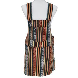 NEW! Lakhays Boho Striped Pinafore Dress Multicolor Ethnic Print Jumper Size S/M